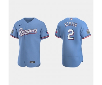 Men's Texas Rangers #2 Marcus Semien Light Blue Flex Base Stitched Jersey