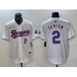 Men's Texas Rangers #2 Marcus Semien Number White 2023 World Series Champions Cool Base Jersey