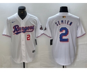 Men's Texas Rangers #2 Marcus Semien Number White 2023 World Series Champions Cool Base Jerseys