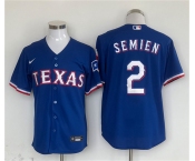 Men's Texas Rangers #2 Marcus Semien Royal With Patch Cool Base Stitched Baseball Jersey