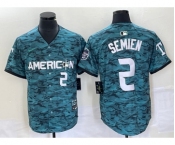 Men's Texas Rangers #2 Marcus Semien Teal 2023 All Star Stitched Baseball Jersey