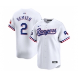 Men's Texas Rangers #2 Marcus Semien White 2023 World Series Champions Stitched Baseball Jersey