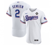 Men's Texas Rangers #2 Marcus Semien White 2023 World Series Flex Base Stitched Baseball Jersey