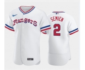 Men's Texas Rangers #2 Marcus Semien White Throwback Stitched Flex Base Nike Jersey