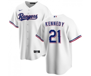 Men's Texas Rangers #21 Ian Kennedy White Cool Base Stitched Baseball Jersey