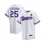 Men's Texas Rangers #25 José Leclerc White 2023 World Series Stitched Baseball Jersey