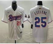 Men's Texas Rangers #25 Jose Leclerc Number White 2024 Gold Collection Limited Cool Base Jersey