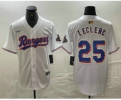 Men's Texas Rangers #25 Jose Leclerc White 2024 Gold Collection Limited Cool Base Jersey