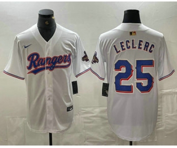 Men's Texas Rangers #25 Jose Leclerc White 2024 Gold Collection Limited Cool Base Jersey