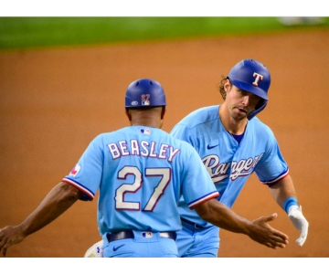 Men's Texas Rangers #27 Tony Beasley Light Blue Cool Base Stitched Baseball Jersey