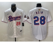 Men's Texas Rangers #28 Jonah Heim Number White 2023 World Series Champions Cool Base Jersey