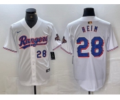 Men's Texas Rangers #28 Jonah Heim Number White 2023 World Series Champions Cool Base Jerseys