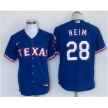 Men's Texas Rangers #28 Jonah Heim Royal With Patch Cool Base Stitched Jersey