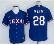 Men's Texas Rangers #28 Jonah Heim Royal With Patch Cool Base Stitched Jersey