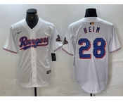 Men's Texas Rangers #28 Jonah Heim White 2023 World Series Champions Cool Base Jersey