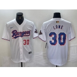 Men's Texas Rangers #30 Nathaniel Lowe Number White 2024 Gold Collection Limited Cool Base Jerseys