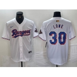 Men's Texas Rangers #30 Nathaniel Lowe White 2024 Gold Collection Limited Cool Base Jersey