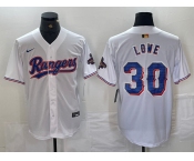 Men's Texas Rangers #30 Nathaniel Lowe White 2024 Gold Collection Limited Cool Base Jersey