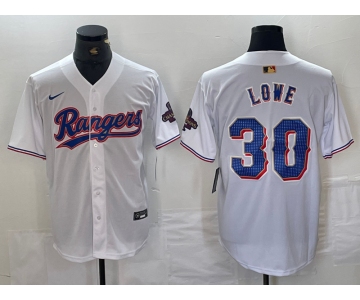 Men's Texas Rangers #30 Nathaniel Lowe White 2024 Gold Collection Limited Cool Base Jersey