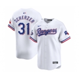 Men's Texas Rangers #31 Max Scherzer White 2023 World Series Champions Stitched Baseball Jersey