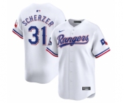 Men's Texas Rangers #31 Max Scherzer White 2023 World Series Champions Stitched Baseball Jersey