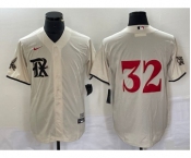 Men's Texas Rangers #32 Evan Carter Cream 2023 City Connect Stitched Baseball Jersey