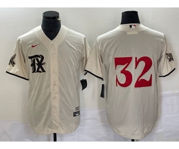 Men's Texas Rangers #32 Evan Carter Cream 2023 City Connect Stitched Baseball Jersey