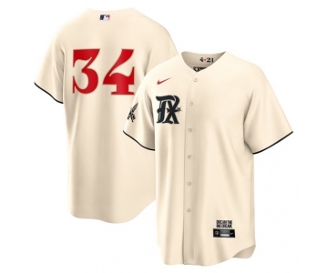 Men's Texas Rangers #34 Nolan Ryan Cream 2023 City Connect Cool Base Stitched Baseball Jersey