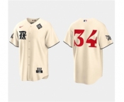 Men's Texas Rangers #34 Nolan Ryan Cream 2023 World Series City Connect Stitched Baseball Jersey