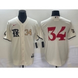 Men's Texas Rangers #34 Nolan Ryan Number Cream 2023 City Connect Stitched Baseball Jersey