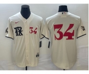 Men's Texas Rangers #34 Nolan Ryan Number Cream 2023 City Connect Stitched Baseball Jerseys