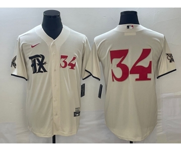 Men's Texas Rangers #34 Nolan Ryan Number Cream 2023 City Connect Stitched Baseball Jerseys