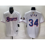 Men's Texas Rangers #34 Nolan Ryan White 2024 Gold Collection Limited Cool Base Jersey