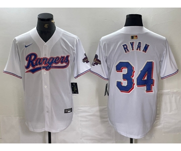 Men's Texas Rangers #34 Nolan Ryan White 2024 Gold Collection Limited Cool Base Jersey