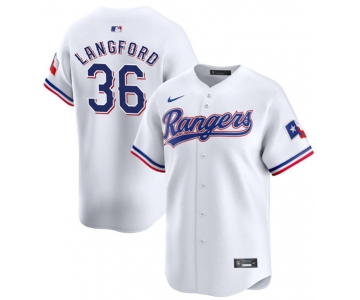 Men's Texas Rangers #36 Wyatt Langford White 2024 Gold Collection Cool Base Baseball Stitched Jersey