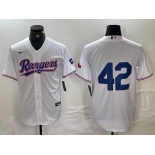 Men's Texas Rangers #42 Jackie Robinson White Cool Base Stitched Baseball Jersey