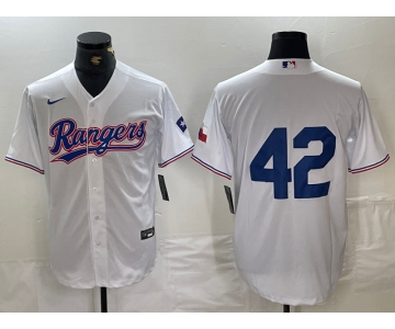 Men's Texas Rangers #42 Jackie Robinson White Cool Base Stitched Baseball Jersey