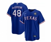 Men's Texas Rangers #48 Jacob DeGrom Royal 2023 World Series Cool Base Stitched Baseball Jersey