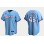 Men's Texas Rangers #48 Jacob deGrom Light Blue Cool Base Stitched Baseball Jersey