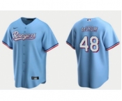 Men's Texas Rangers #48 Jacob deGrom Light Blue Cool Base Stitched Baseball Jersey