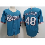 Men's Texas Rangers #48 Jacob deGrom Light Blue With Patch Cool Base Stitched Baseball Jersey