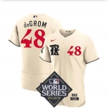 Men's Texas Rangers #48 Jacob deGrom Number Cream  2023 World Series City Connect Flex Base Stitched Jersey