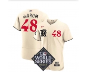 Men's Texas Rangers #48 Jacob deGrom Number Cream  2023 World Series City Connect Flex Base Stitched Jersey