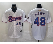 Men's Texas Rangers #48 Jacob deGrom Number White 2024 Gold Collection Limited Cool Base Jersey