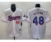 Men's Texas Rangers #48 Jacob deGrom Number White 2024 Gold Collection Limited Cool Base Jerseys