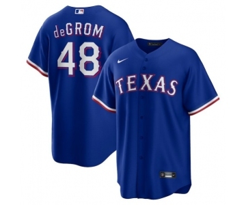 Men's Texas Rangers #48 Jacob deGrom Royal Cool Base Stitched Baseball Jersey