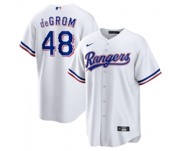 Men's Texas Rangers #48 Jacob deGrom White Cool Base Stitched Baseball Jersey