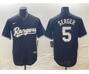 Men's Texas Rangers #5 Corey Seager Black Cool Base Stitched Baseball Jersey