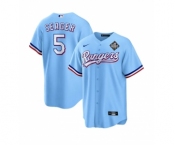 Men's Texas Rangers #5 Corey Seager Blue 2023 World Series Stitched Baseball Jersey