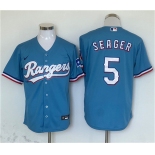 Men's Texas Rangers #5 Corey Seager Blue With Patch Cool Base Stitched Jersey